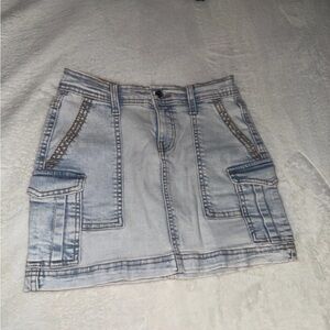 Stylish Denim Mini Skirt with Pocket Details